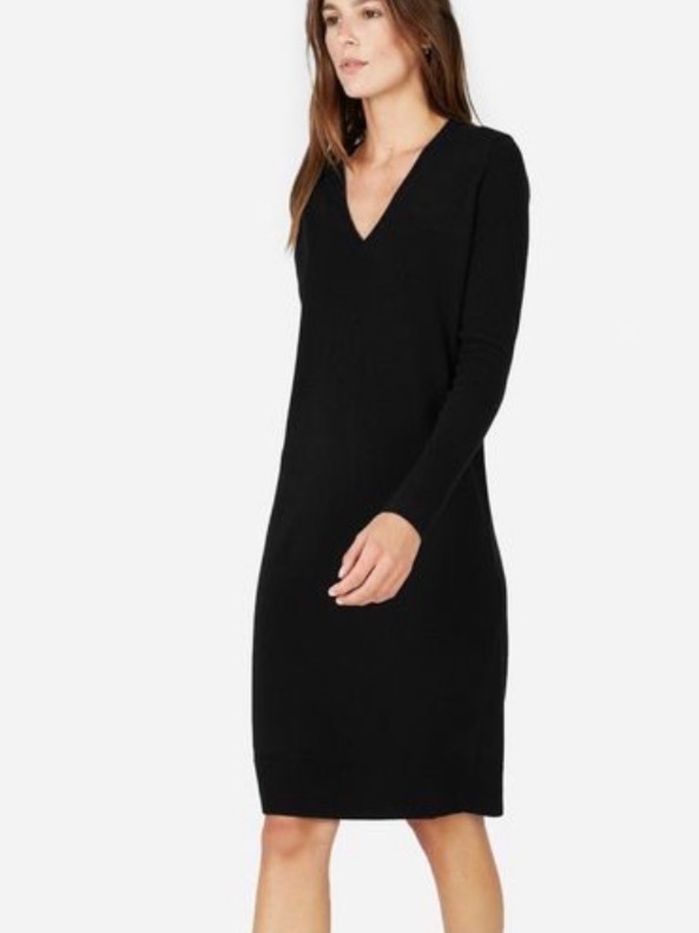 Everlane - The Cashmere Sweaterdress in Black - Classic V-Neck Women’s Medium